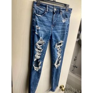 American Eagle High Rise distressed Jeggings 8long